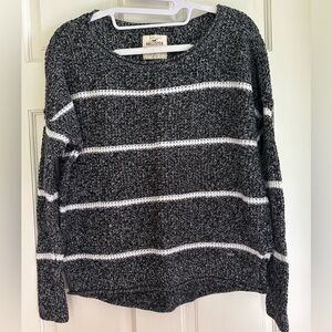 Hollister Black and White Crew Neck Sweater